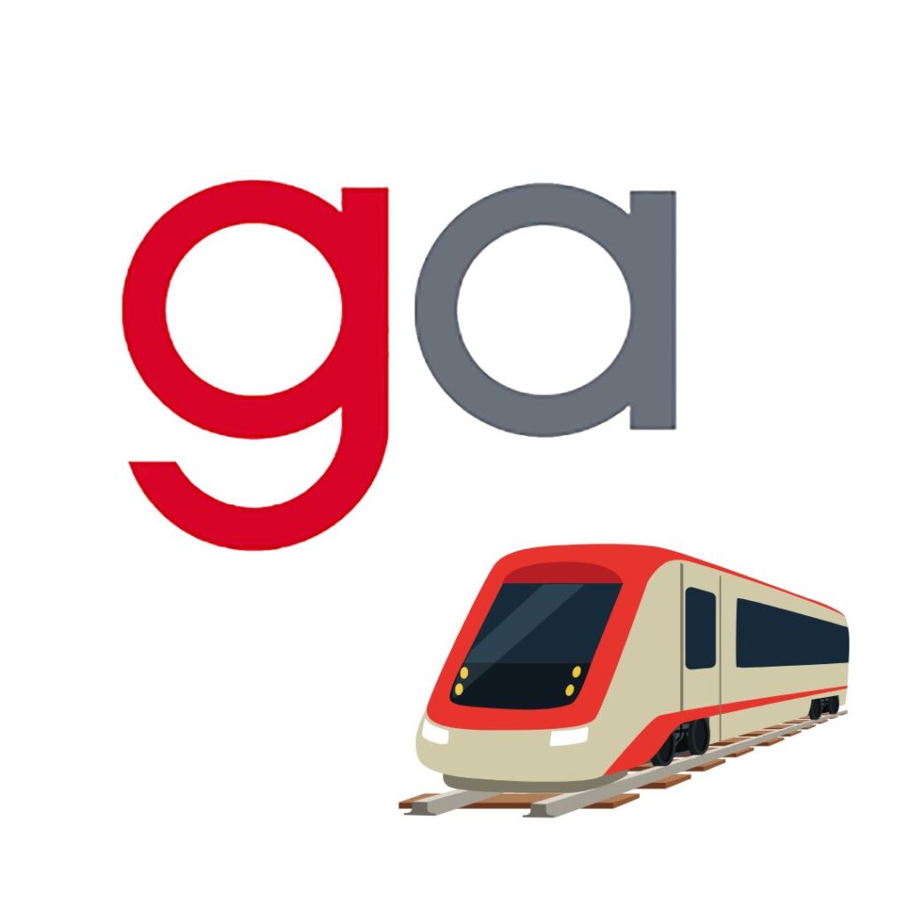 g a - greater anglia logo with an image of a train